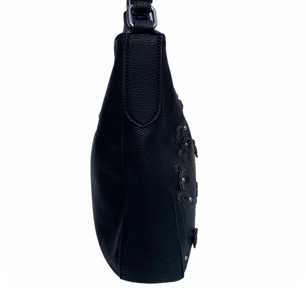 LIZ CLAIBORNE Beautiful Floral Embellished,  Durable, Large Hobo Bag, Black, EUC - Picture 7 of 10